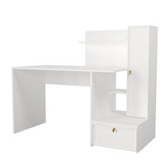 Rašomasis stalas Asir, 142,8x115,8x60cm, baltas kaina ir informacija | Kompiuteriniai, rašomieji stalai | pigu.lt