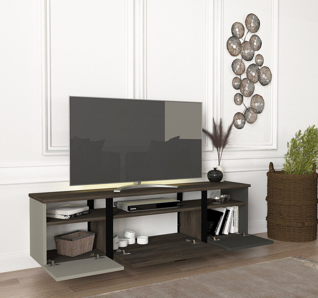 TV staliukas Asir, 150x46,2x31,5cm, rudas/pilkas цена и информация | TV staliukai | pigu.lt