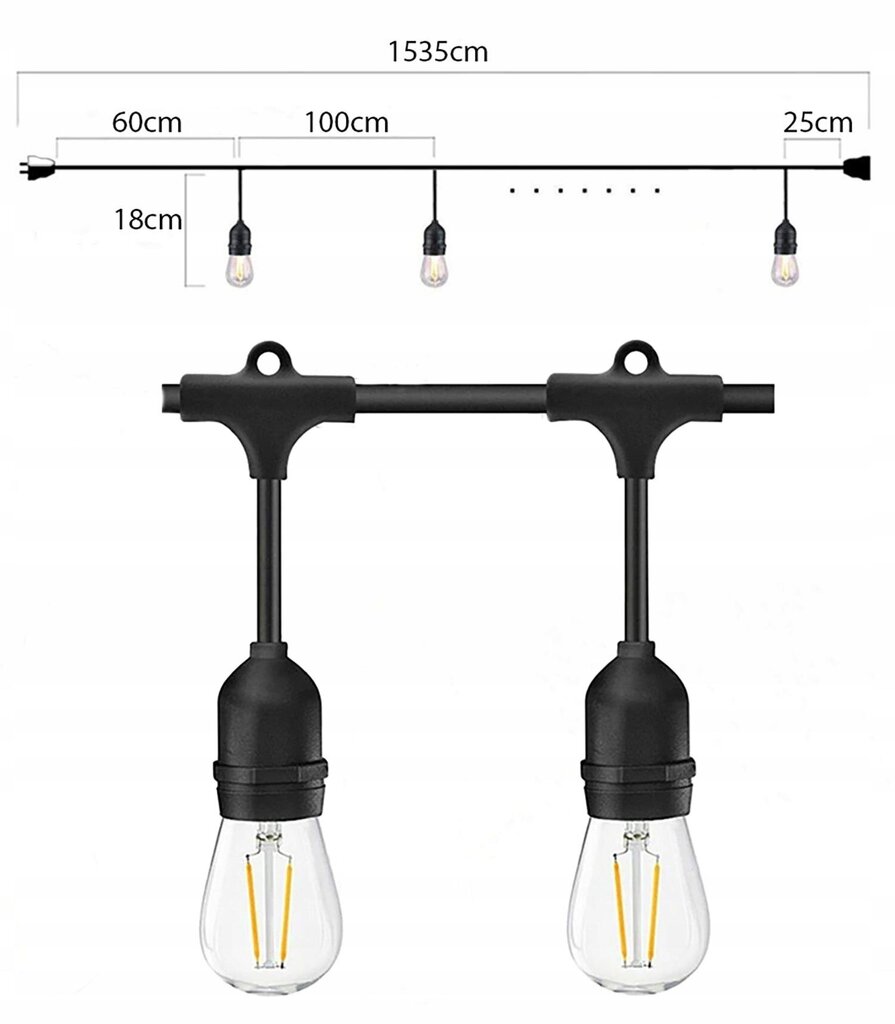 Girlianda 15 LED, 15 m kaina ir informacija | Girliandos | pigu.lt