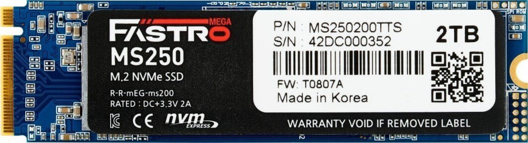 Megafastro MS250 (MS250200TTS) цена и информация | Vidiniai kietieji diskai (HDD, SSD, Hybrid) | pigu.lt