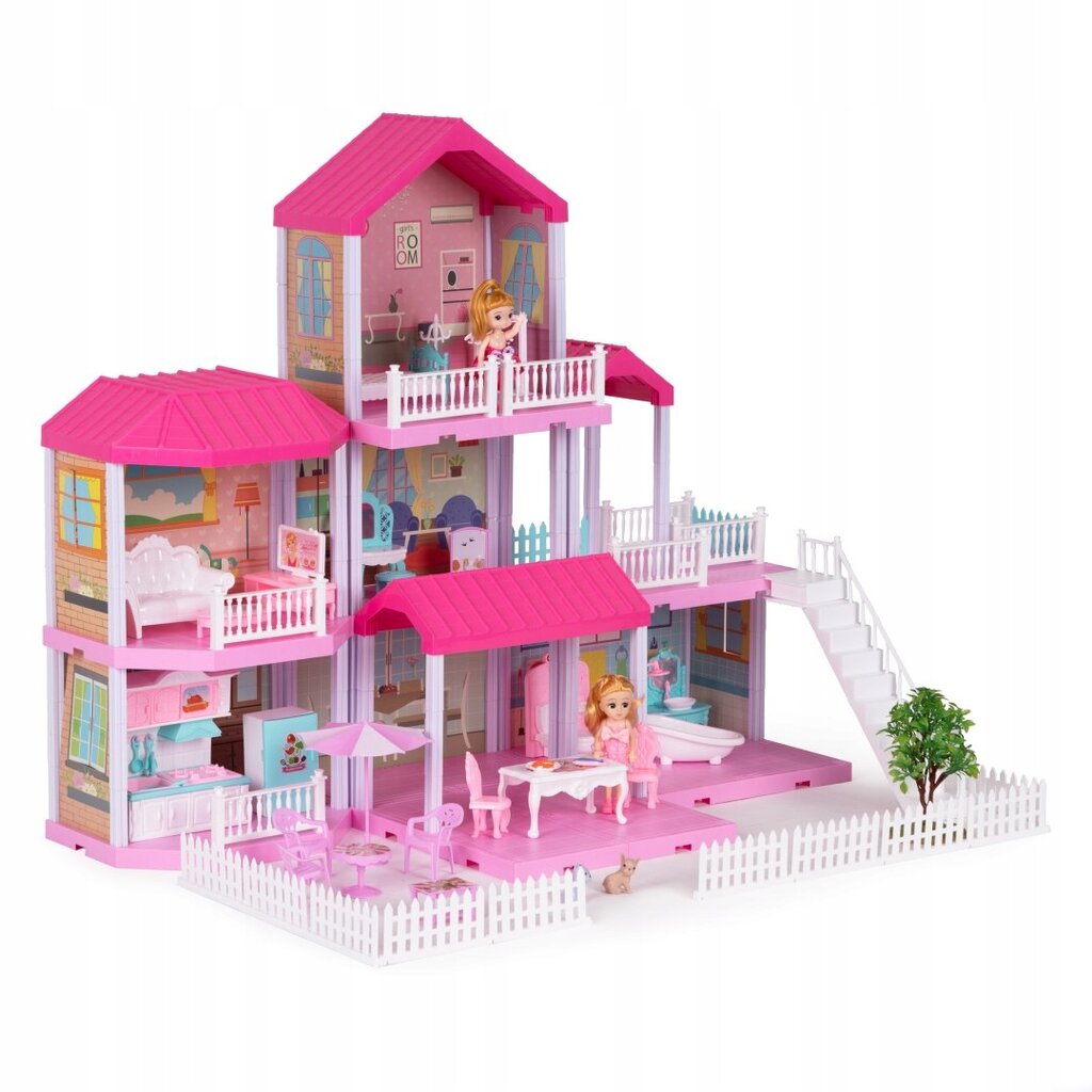 Daugiapakopis lėlių namelis Multistore 70,5 cm rožinis kaina ir informacija | Žaislai mergaitėms | pigu.lt