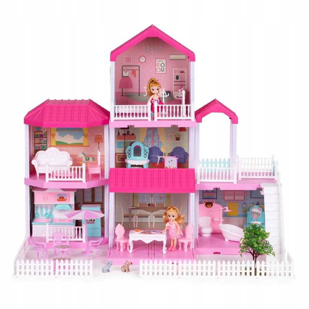 Daugiapakopis lėlių namelis Multistore 70,5 cm rožinis kaina ir informacija | Žaislai mergaitėms | pigu.lt
