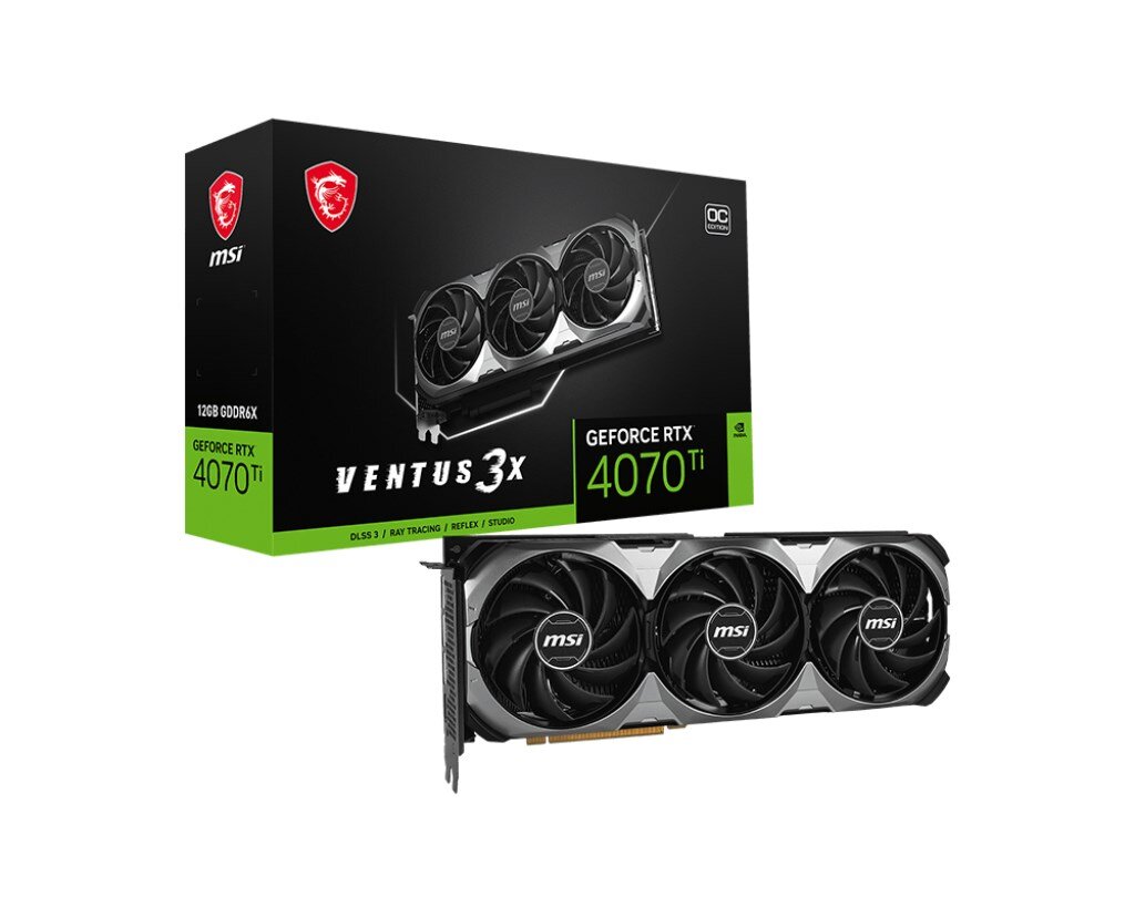 MSI GeForce RTX 4070 Ti Ventus 3X E1 12G OC цена и информация | Vaizdo plokštės (GPU) | pigu.lt