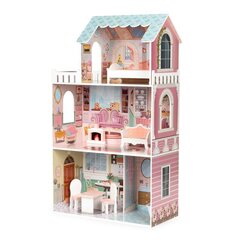 Large wooden dollhouse with a set of furniture D8112 цена и информация | Игрушки для девочек | pigu.lt
