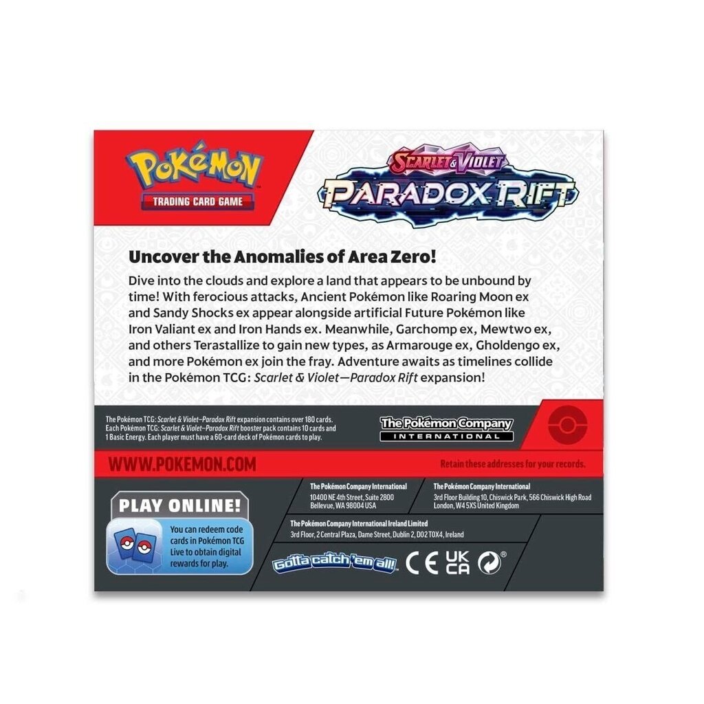 Kortos Scarlet & Violet 4 Paradox Rift Pokemon TCG, EN, 36d kaina ir informacija | Stalo žaidimai, galvosūkiai | pigu.lt