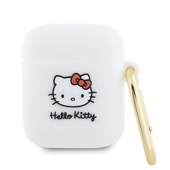 Hello Kitty HKA23DKHSH Airpods 1|2 cover biały|white Silicone 3D Kitty Head цена и информация | Наушники | pigu.lt