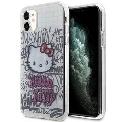 Hello Kitty HKHCN61HDGPHT iPhone 11 | Xr 6.1" biały|white hardcase IML Kitty On Bricks Graffiti цена и информация | Чехлы для телефонов | pigu.lt