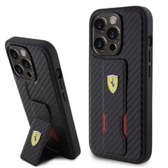 Ferrari Carbon Grip Stand Case for iPhone 15 Pro Black цена и информация | Чехлы для телефонов | pigu.lt