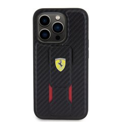 Ferrari Carbon Grip Stand Case for iPhone 15 Pro Max Black цена и информация | Чехлы для телефонов | pigu.lt