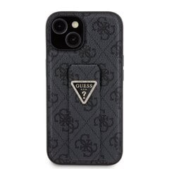 Guess PU Grip Stand 4G Strass Triangle Metal Logo Case for iPhone 15 Black цена и информация | Чехлы для телефонов | pigu.lt