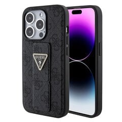 Guess PU Grip Stand 4G Strass Triangle Metal Logo Case for iPhone 15 Pro Max Black цена и информация | Чехлы для телефонов | pigu.lt