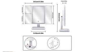 Kosmetinis veidrodėlis LED, 350 x 310 mm kaina ir informacija | Kosmetinės, veidrodėliai | pigu.lt