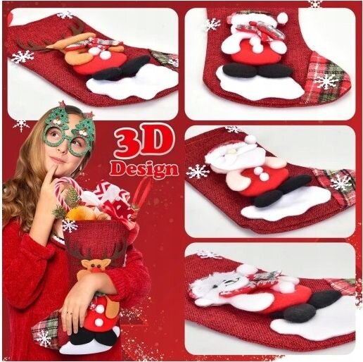 Kalėdinės pakabinamos kojinės 4vnt. kaina ir informacija | Kalėdinės dekoracijos | pigu.lt