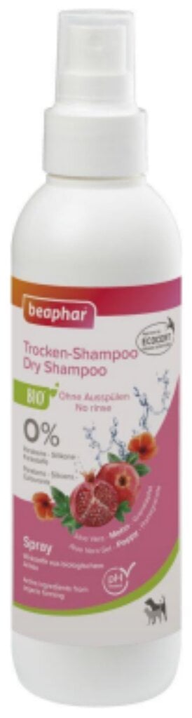 Sausas šampūnas šunims Beaphar Bio Shampoo Dry Spray, 200ml цена и информация | Kosmetinės priemonės gyvūnams | pigu.lt