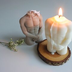 Свеча "Застенчивый мужчина", белая, 9x6 см цена и информация | Подсвечники, свечи | pigu.lt