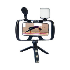 Combo селфи + штатив + микрофон + LED-лампа + пульт дистанционного управления - Черный цена и информация | Моноподы для селфи («Selfie sticks») | pigu.lt