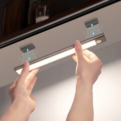 Светодиодное освещение шкафа с датчиком движения, чёрное, 30 см цена и информация | Монтируемые светильники, светодиодные панели | pigu.lt