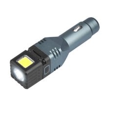 4in1 ALU 1-LED 250lm + COB 300lm car flashlight, 1500mAh battery, 2.1A USB charger, glass hammer, magnet, with hinge цена и информация | Фонарики, прожекторы | pigu.lt