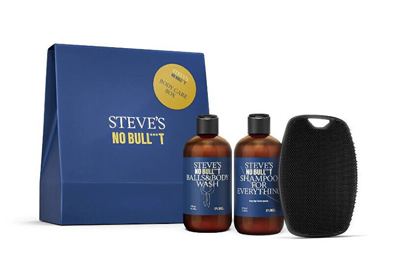 Kūno priežiūros rinkinys Steve's No Bull***t Body Care Box vyrams: šampūnas Shampoo for Everything, 250 ml + dušo želė Balls & Body Wash, 250 ml + prausimosi kempinė kaina ir informacija | Dušo želė, aliejai | pigu.lt