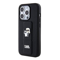 Karl Lagerfeld Saffiano Grip Stand Metal Logo Case for iPhone 15 Pro Max Black цена и информация | Чехлы для телефонов | pigu.lt