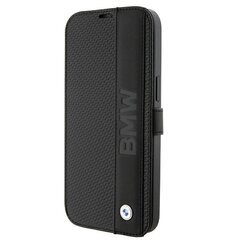 BMW BMBKP15S22RDPK iPhone 15 6.1" czarny|black bookcase Leather Textured & Stripe цена и информация | Чехлы для телефонов | pigu.lt