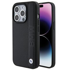 BMW BMHCP15L22RDPK iPhone 15 Pro 6.1" czarny|black hardcase Leather Textured & Stripe цена и информация | Чехлы для телефонов | pigu.lt