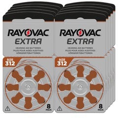 Батарейки для слуховых аппаратов Rayovac A312 (PR41) 10х8 шт. цена и информация | Батарейки | pigu.lt
