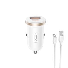 XO car charger CC56 PD 30W QC 1x USB 1x USB-C white + USB - Lightning cable цена и информация | Зарядные устройства для телефонов | pigu.lt