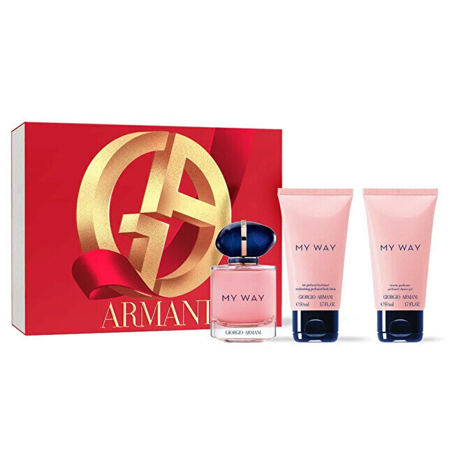 Rinkinys Giorgio Armani My Way moterims: kvapusis vanduo EDP, 50 ml + kūno pienelis, 50 ml + dušo želė, 50 ml kaina ir informacija | Kvepalai moterims | pigu.lt