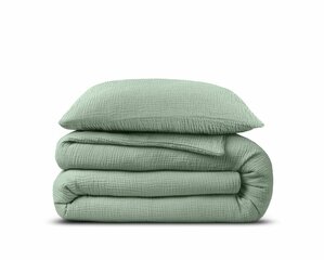Комплект постельного белья Муслин 140х220см, зеленый, 100% хлопковый муслин цена и информация | Комплекты постельного белья | pigu.lt