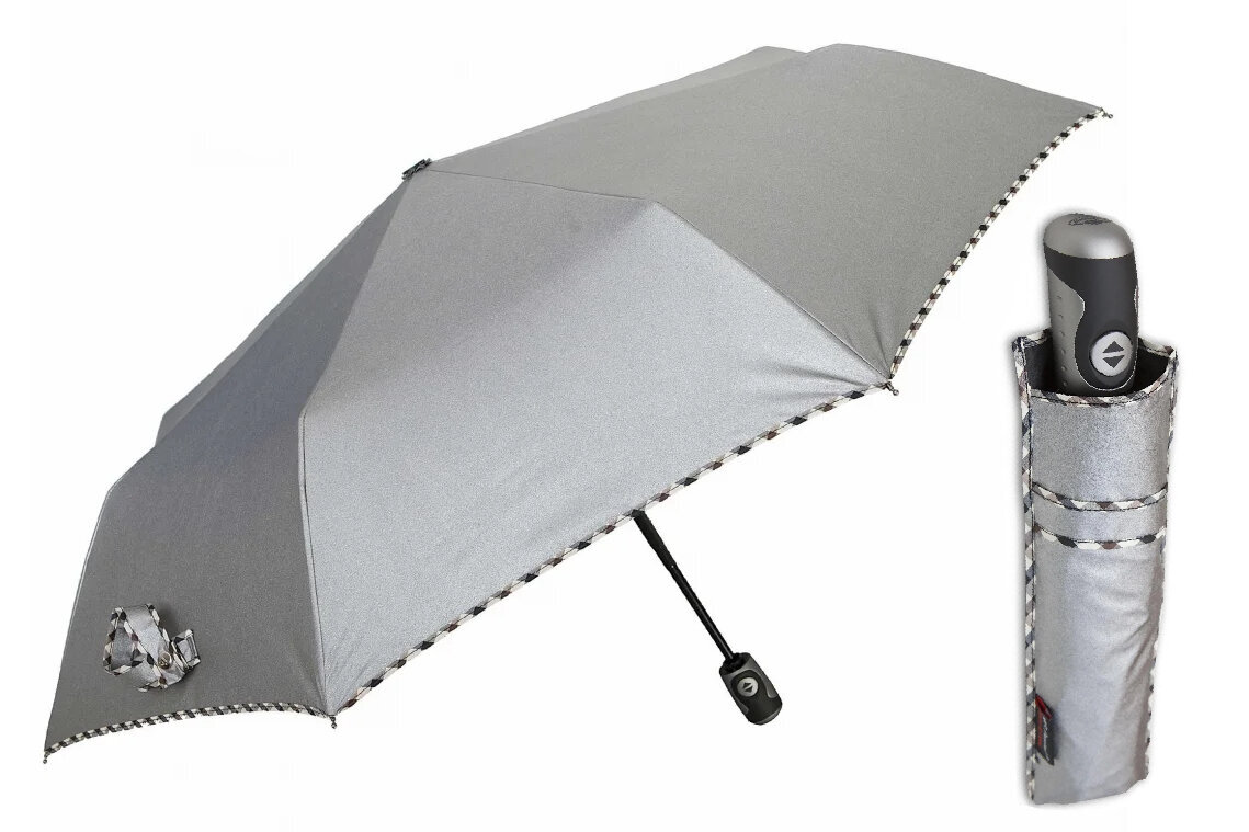 Moteriškas automatinis skėtis Parasol, sidabrinės spalvos metalo spalvos цена и информация | Moteriški skėčiai | pigu.lt