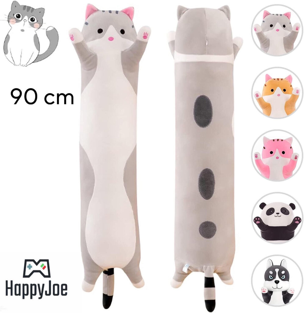 Pliušinė ilga Katė - pagalvė HappyJoe, pilka 90 cm цена и информация | Minkšti (pliušiniai) žaislai | pigu.lt