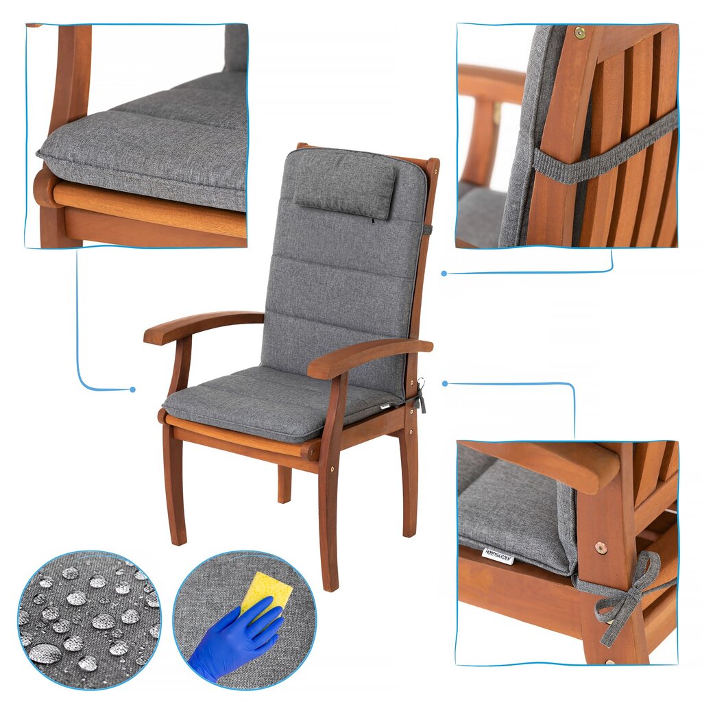 Kėdės pagalvėlė Hobbygarden Antonia, pilka kaina ir informacija | Pagalvės, užvalkalai, apsaugos | pigu.lt