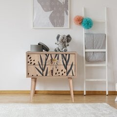 Naktinis staliukas Asir, 60x61x40cm, smėlio/juodos spalvos kaina ir informacija | Spintelės prie lovos | pigu.lt