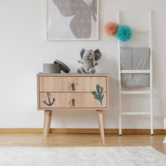 Naktinis staliukas Asir, 60x61x40cm, smėlio/pilkos spalvos kaina ir informacija | Spintelės prie lovos | pigu.lt