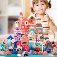 Деревянный пазл "Город", 54x42 см, 152 шт. цена и информация | Игрушки для малышей | pigu.lt