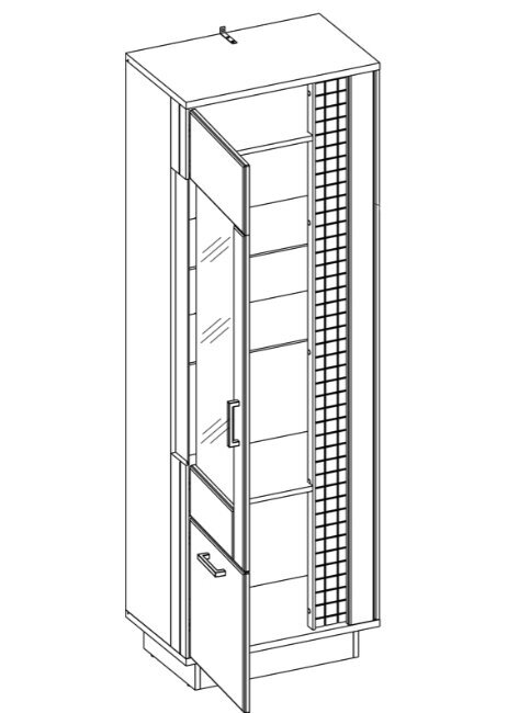 Vitrina Liveo Dorian DN6, kairinė, be led apšvietimo, ruda цена и информация | Vitrinos, indaujos | pigu.lt