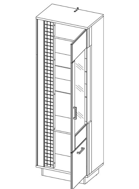 Vitrina Liveo Dorian DN7, dešininė, su led apšvietimu, ruda kaina ir informacija | Vitrinos, indaujos | pigu.lt