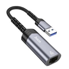 Адаптер Hoco UA26 USB-A to RJ45 (1000 Mbps), серый цена и информация | Адаптеры, USB-разветвители | pigu.lt