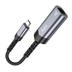 Адаптер Hoco UA26 USB-C to RJ45 (1000 Mbps), серый цена и информация | Адаптеры, USB-разветвители | pigu.lt