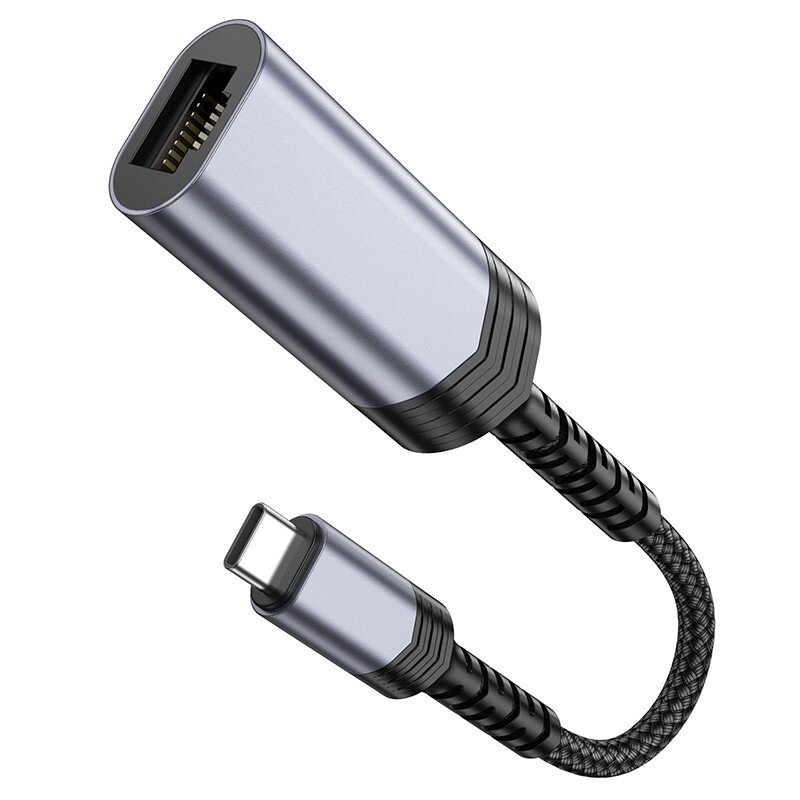 Adapteris Hoco UA26 USB-C to RJ45 (1000 Mbps) pilkas kaina ir informacija | Adapteriai, USB šakotuvai | pigu.lt