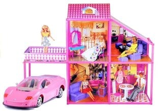 Lėlių vila su rožiniu automobiliu Lean Toys, 99 d. kaina ir informacija | Žaislai mergaitėms | pigu.lt