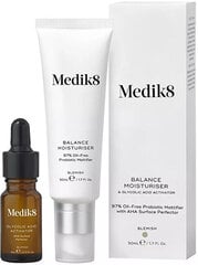 Veido priežiūros rinkinys Medik8 Balancing Moisturizing Cream Set moterims: drėkinamasis kremas, 50 ml + veido serumas Glycolic Acid, 10 ml kaina ir informacija | Veido kremai | pigu.lt