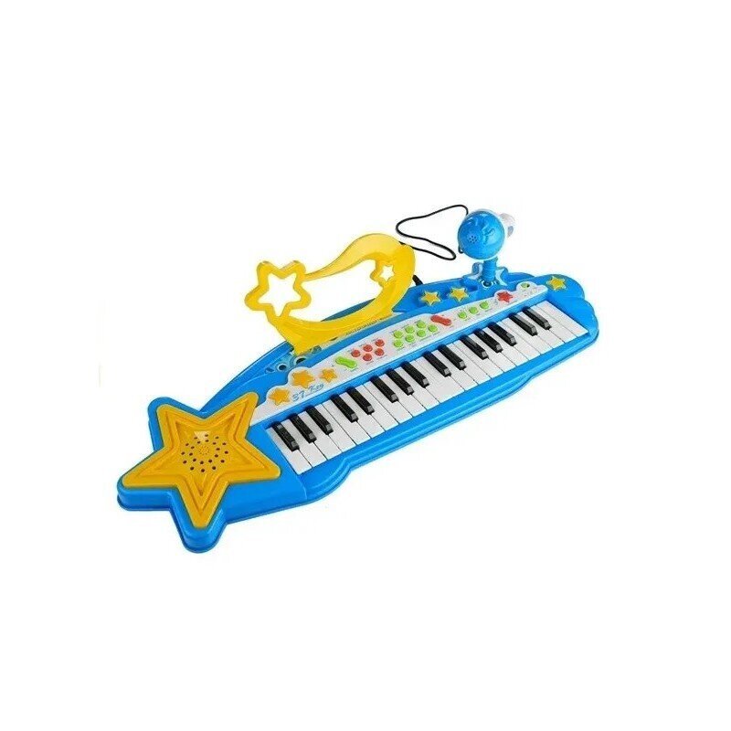 Vaikiškas pianinas su kėdute ir mikrofonu, mėlynas kaina ir informacija | Lavinamieji žaislai | pigu.lt