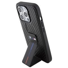 BMW BMHCP15LGSPCCK iPhone 15 Pro 6.1" czarny|black hardcase Grip Stand Smooth & Carbon цена и информация | Чехлы для телефонов | pigu.lt