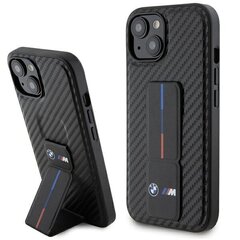 BMW BMHCP15SGSPCCK iPhone 15 6.1" czarny|black hardcase Grip Stand Smooth & Carbon цена и информация | Чехлы для телефонов | pigu.lt