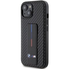 BMW BMHCP15XGSPCCK iPhone 15 Pro Max 6.7" czarny|black hardcase Grip Stand Smooth & Carbon цена и информация | Чехлы для телефонов | pigu.lt