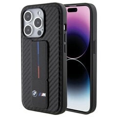 BMW BMHCP15XGSPCCK iPhone 15 Pro Max 6.7" czarny|black hardcase Grip Stand Smooth & Carbon цена и информация | Чехлы для телефонов | pigu.lt