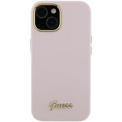 Guess GUHCP15LSMBSLP iPhone 15 Pro 6.1" różowy|pink hardcase Silicone Script Metal Logo & Frame цена и информация | Чехлы для телефонов | pigu.lt