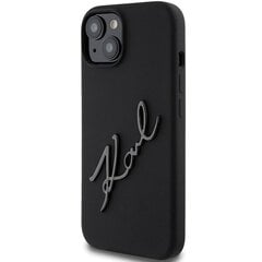 Karl Lagerfeld Saffiano Grip Stand Metal Logo Case for iPhone 15 Black цена и информация | Чехлы для телефонов | pigu.lt